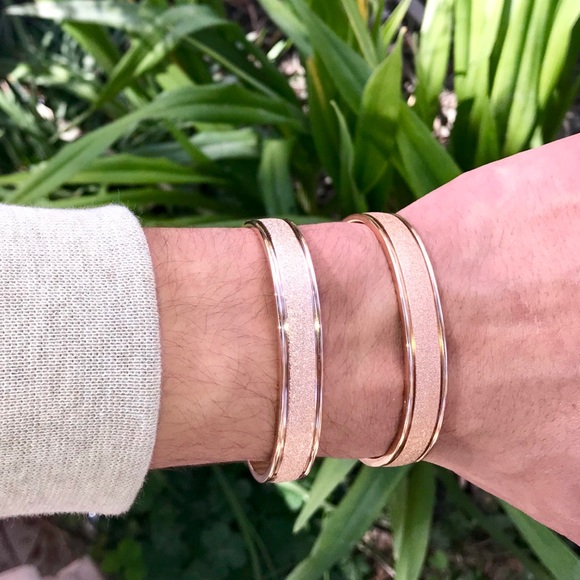 Rose Gold Mosaic Simple Style Cuff Bracelet Bangle - Picture 6 of 7